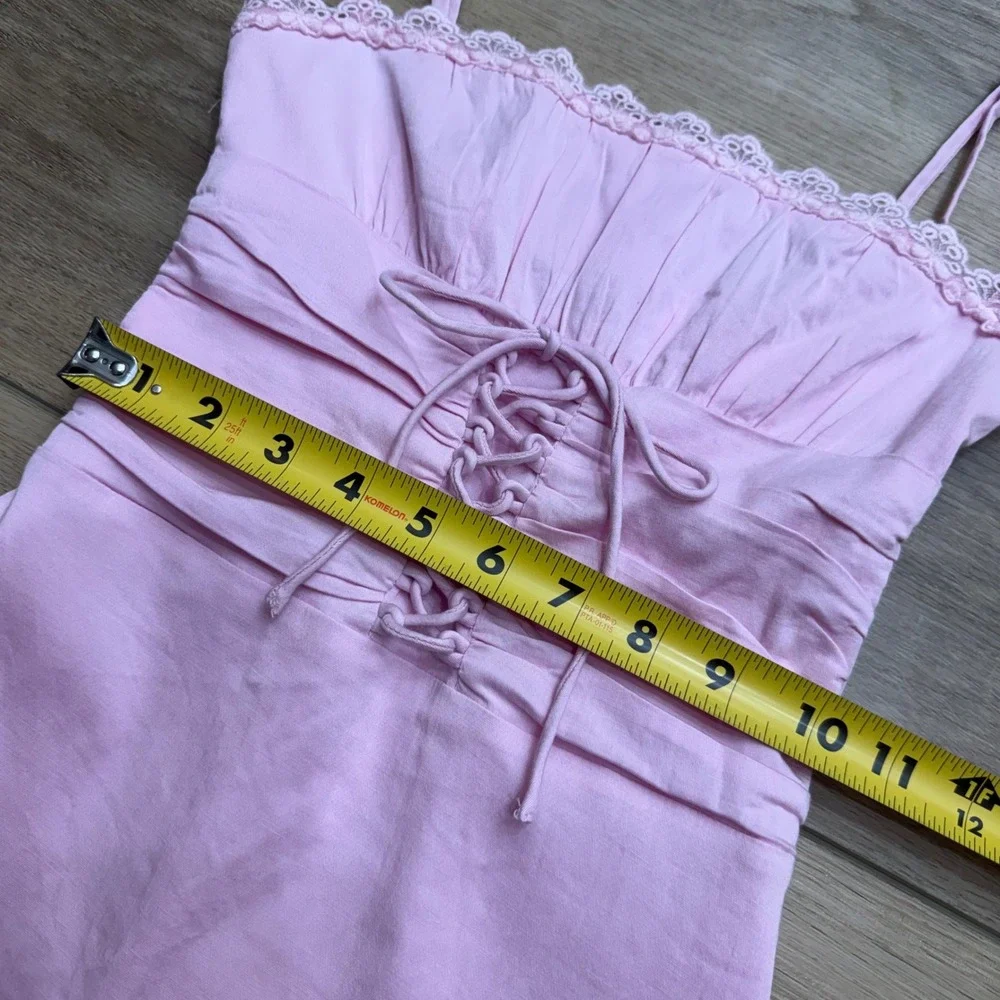 White Fox Boutique Pink Lace-Trim Bodycon Mini Dress - Picture 8 of 13